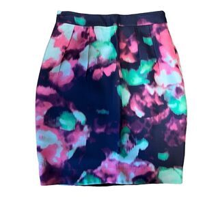 Kate Spade Barry Pink Purple Blue Green Watercolor Skirt. Sz 4. Good Condition